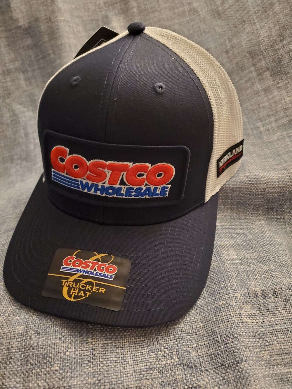 Kirkland Costco Mesh Navy And White Trucker Hat